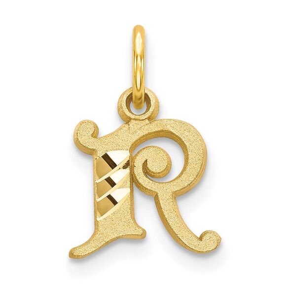 14k Yellow Gold, Isabelle Collection, Mini Letter R Initial Charm - Picture 1 of 5